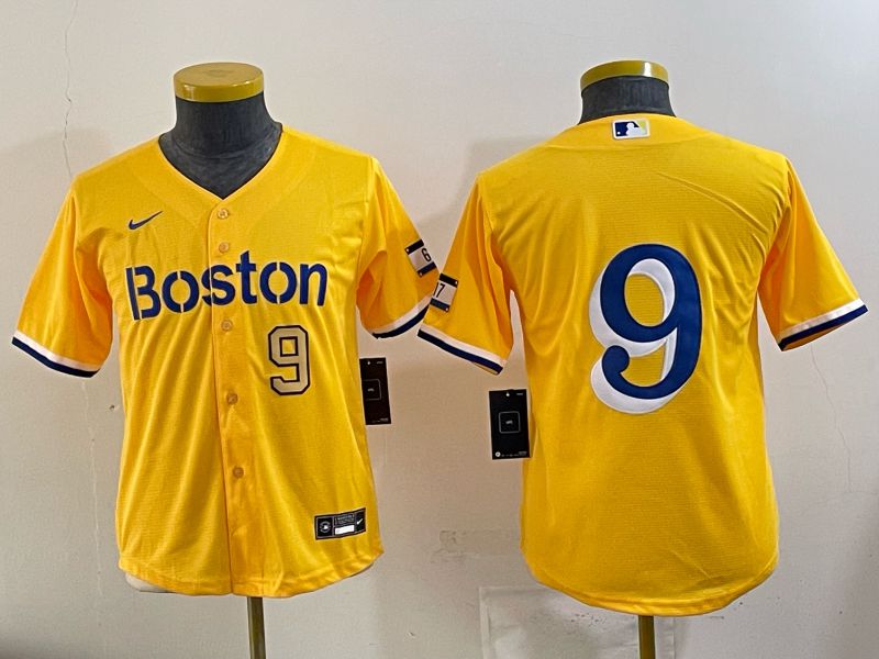 Youth 2025 Boston Red Sox 9 No Name Yellow Nike MLB Jersey 04